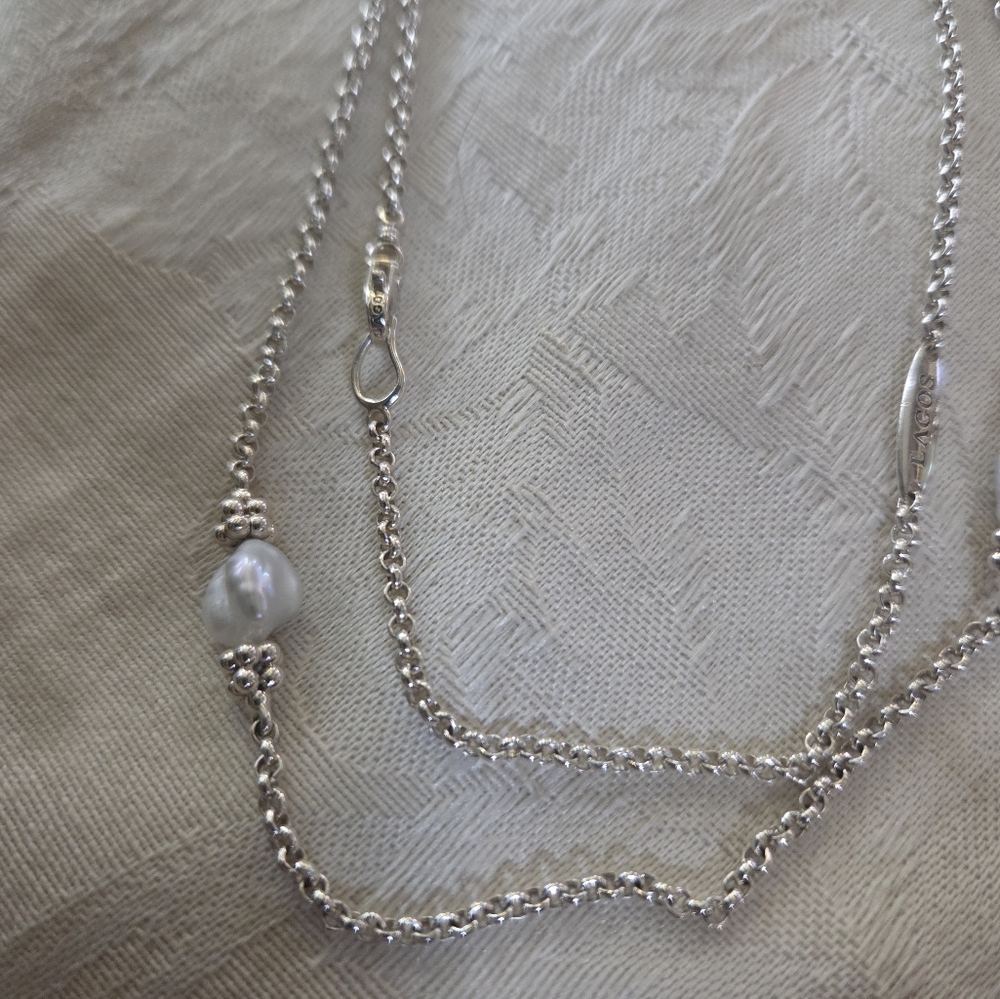 LAGOS Luna Keshi Pearl Station Necklace, SS, 34 Inches - Picture 5 of 12